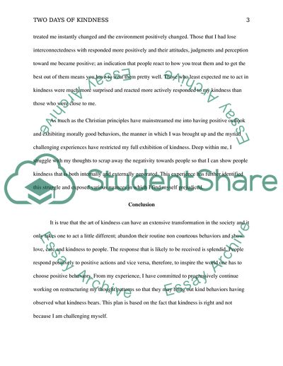 The Act of Kindness in the Society