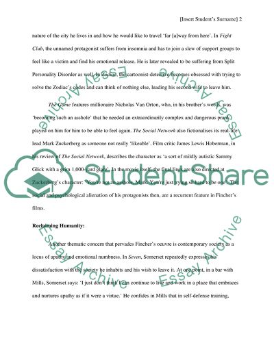 David Fincher: A Study of His Filmic Style