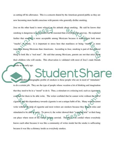 Ethnographic Characteristics of Smokers