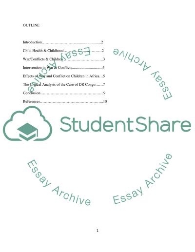 Politic Matters and Its Effects on Childhood in Congo