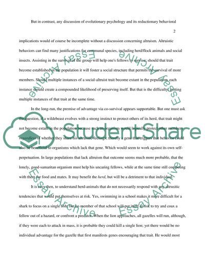 Challenges in Behavioral Reductionism for Evolutionary Psychology