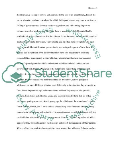 Divorce in Pre-school, School Age and Adolescence