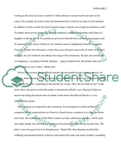 Objectivist Philosophers in The Text the Fountainhead by Ayn Rand