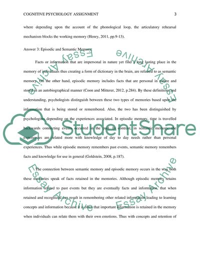 Cognitive psuchology assignment