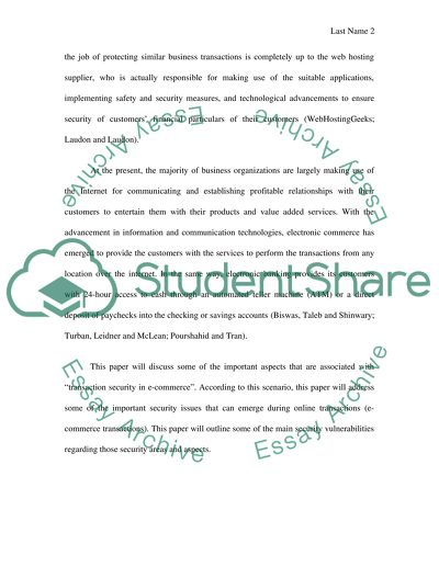 Transaction Security in E-commerce