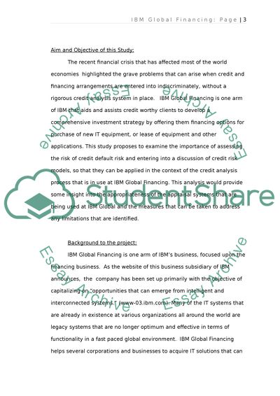 Credit Analysis of Potential Customers of IBM Global Financing
