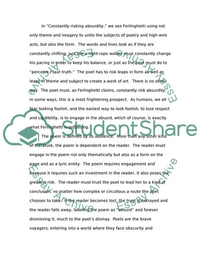 On Ferlinghettis Constantly Risking Absurdity