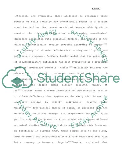 Inadequate nutrition and cognitive decline