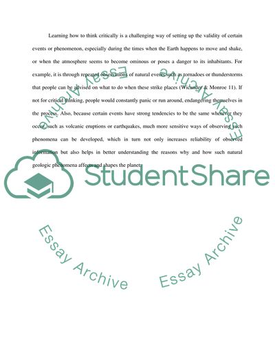 Critical Thinking as the Basic Tenets of the Scientific Method