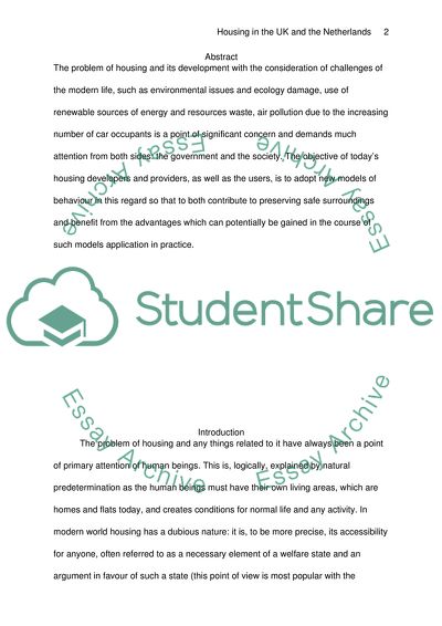 Comparative on Housing in the UK and the Netherland