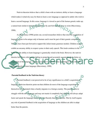 The Importance of Parental Feedback in the Development of Linguistic Skills