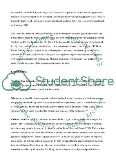 Evaluate Bribery in the context of International Strategic Marketing