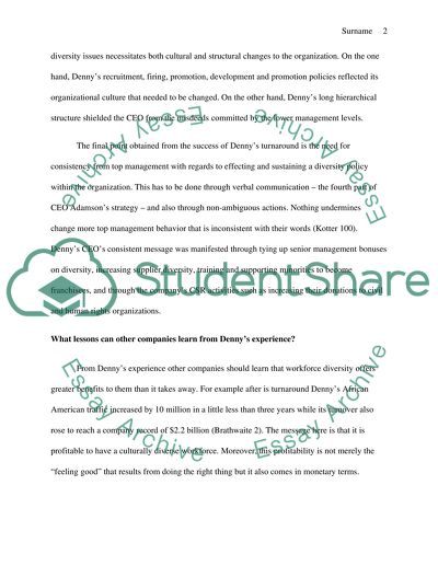 What Are the Key Points to Dennys Turnaround with Regard to Diversity