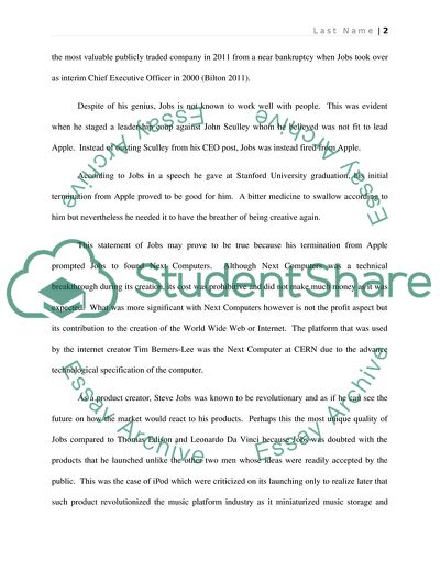 Compare and Contrast Steve Jobs, Thomas Edison and Leonardo De Vince