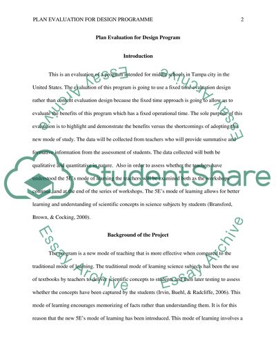 Plan Evaluation for Design Program