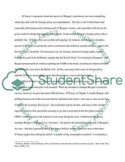 DSouzas Enthusiastic but Perhaps One-Sided defense of Ronal Reagan