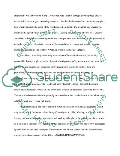 Work at Height Regulations with Respect to Working at the Back of Vehicles