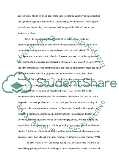 Education and Code of Ethics