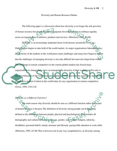 Diversity and Human Resource Debate