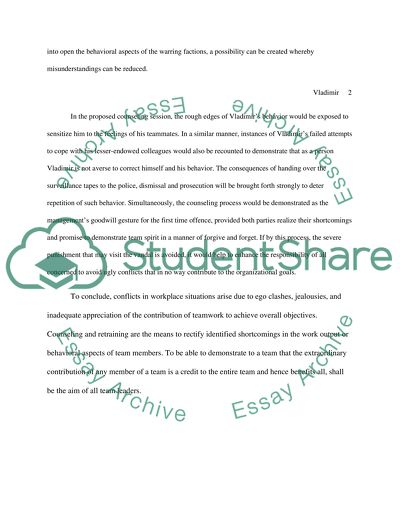 Conflict Situation of Behavior of Vladimir
