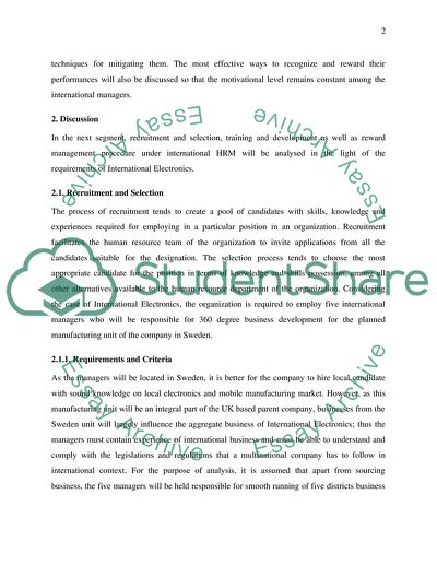 International HRM: International Electronics