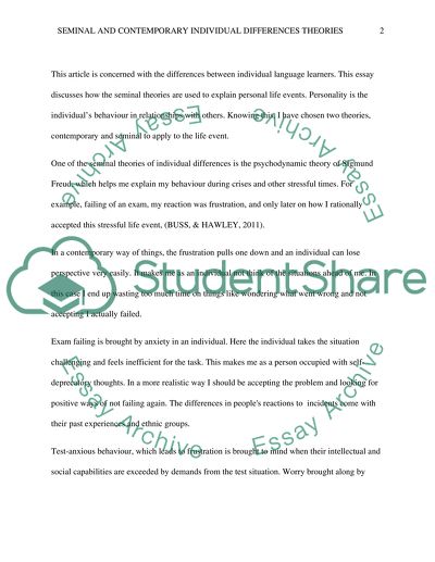 Health And Wellness Essay Critically Analyse How Useful Seminal And Contemporary Individual Differences Theories Can Be When Making Sense Of English Essay Structure also Essay On Health And Fitness Critically Analyse How Useful Seminal And Contemporary Individual Essay Example Of A Proposal Essay