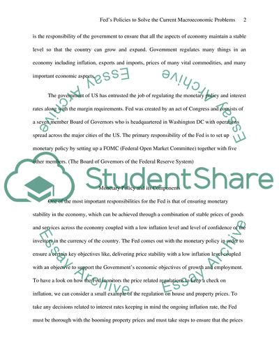 Feds Policies to Solve the Current Macroeconomic Problems