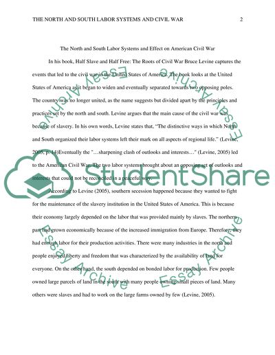 The north and south labour systems and effect on American Civil War