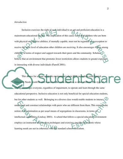 How Might Inclusive Special Education be Developed in a United Kingdom School