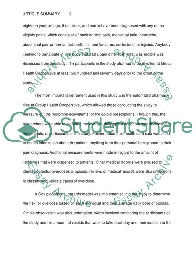 Opioid Prescriptions for Chronic Pain and Overdose