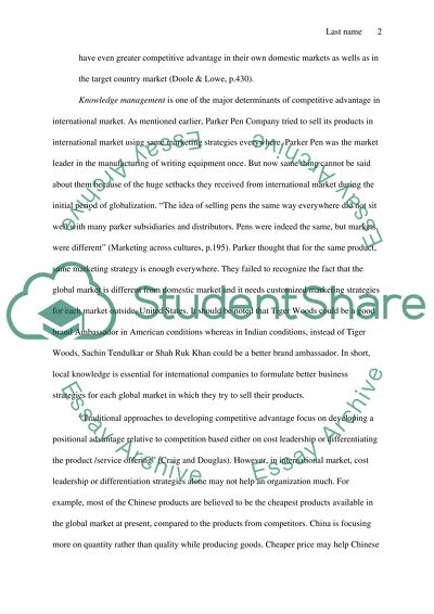 The Determinants of Sustainable Competitive Advantage in International Marketing