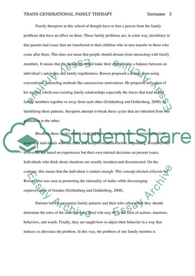 Trans-Generational Therapy