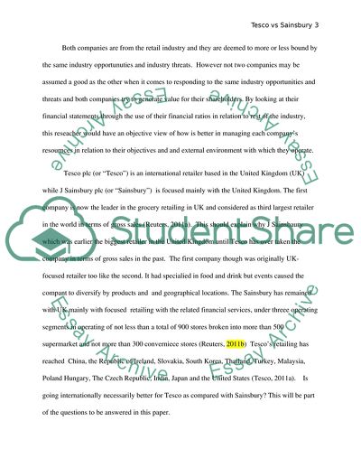 Tesco vs Sainsbury Finance and Accounting