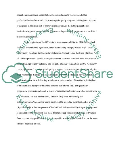 Special Educational Needs Provision in England 1870 to Present