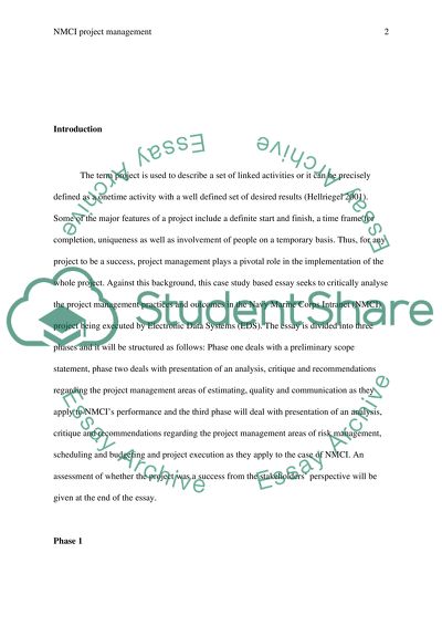 The Navy Marine Corps Intranet Project Management