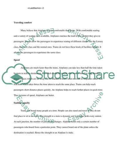 Contrast Between Trains and Plains as Modes of Transportation