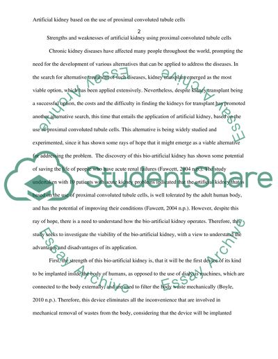 What are the strengths and weaknesses of an artificial kidney based on the use of proximal convoluted tubule cells
