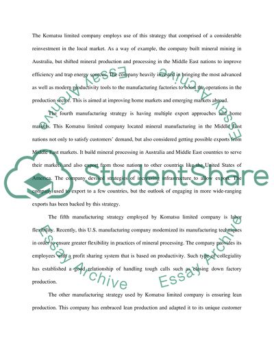 Manufacturing Strategy