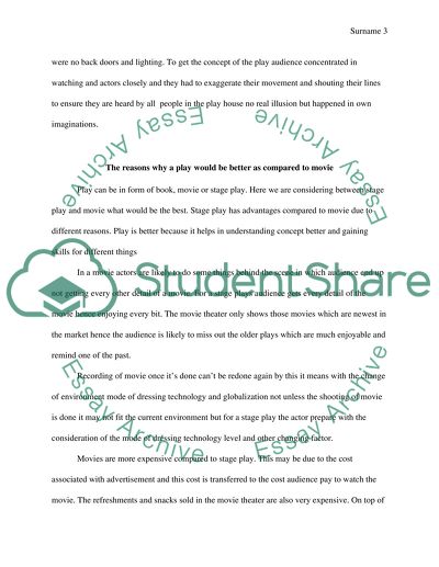 Why a Play Is Better Yhan a Movie