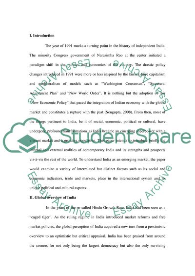 India as an Emerging Market