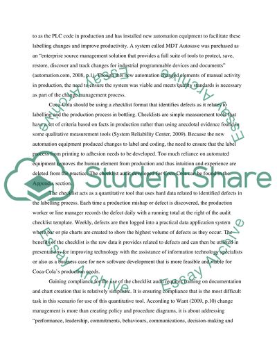 Coca-Cola Company: Quality Performance Evaluation