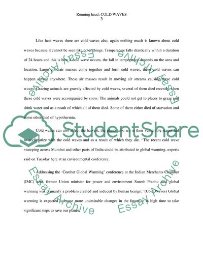 Global warming & economy problems with Cold Waves