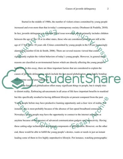 Causes of Juvenile Deliquency