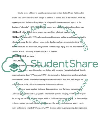 Storing and Retrieving Images in Oracle