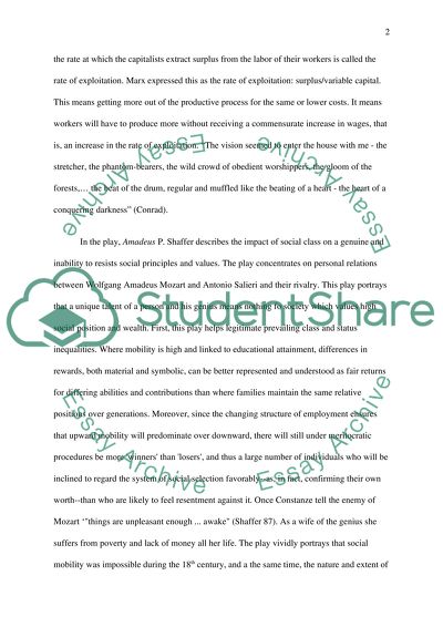 Show how issues of social class are important in at least two of the works studied