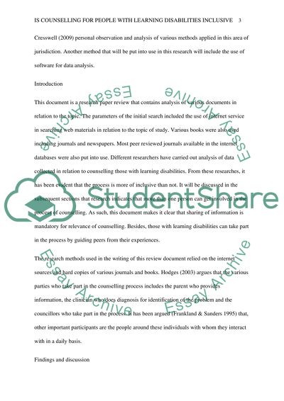 The Process of Counselling Individuals with Learning Disability