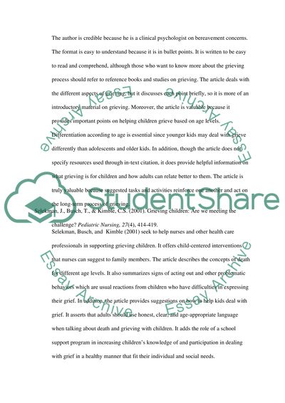 A Childs Perception of Death and Grief