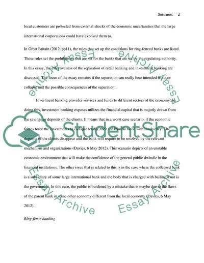 Retail and Investment Banking in the UK