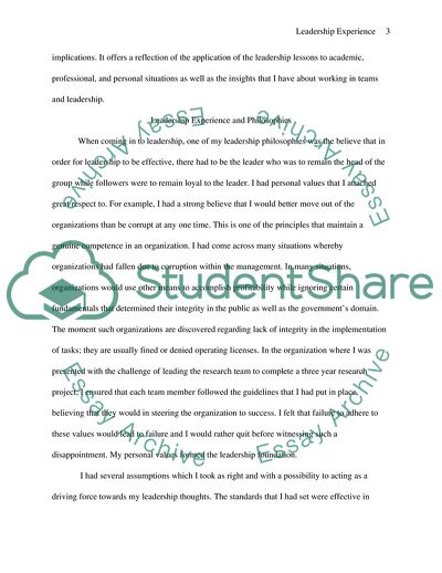 Critique of My Leadership Experience