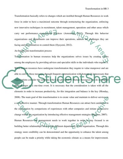 Transformation in Human Resources